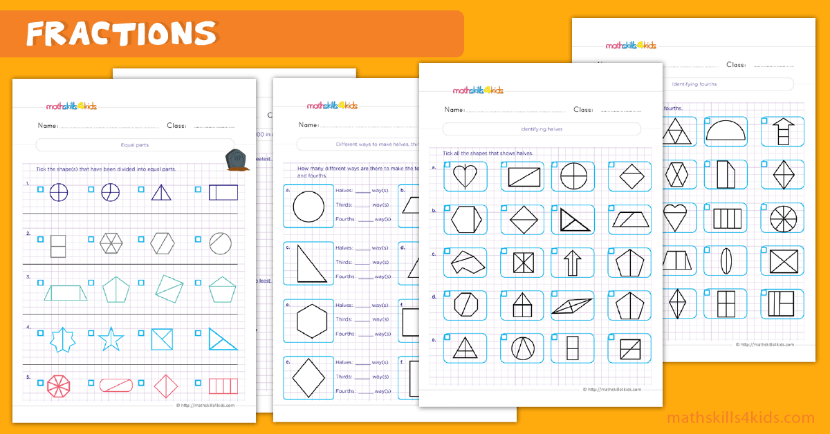 Printable Grade 2 fractions worksheets and activities