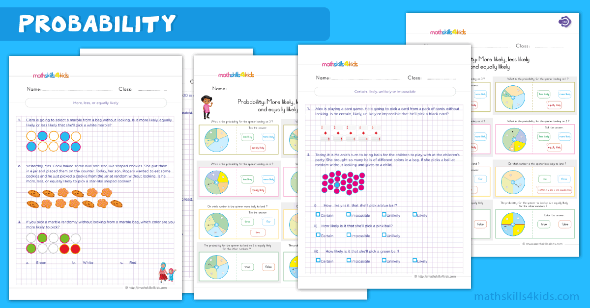 Free printable probability worksheets for 2nd Graders