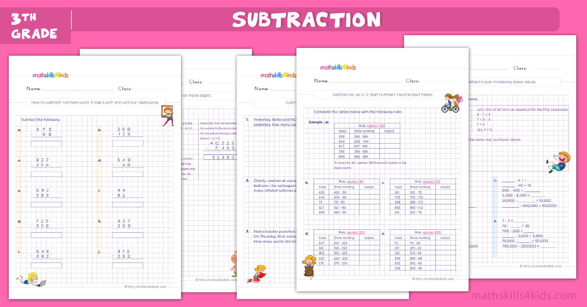 grade 3 subtraction worksheets