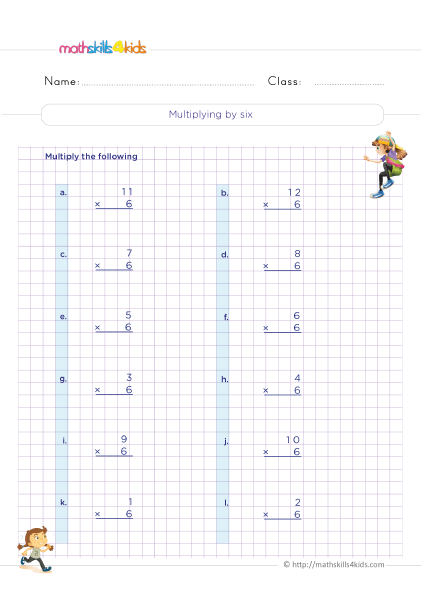 Multiplication Facts Practice 3rd grade - Multiplication by 6