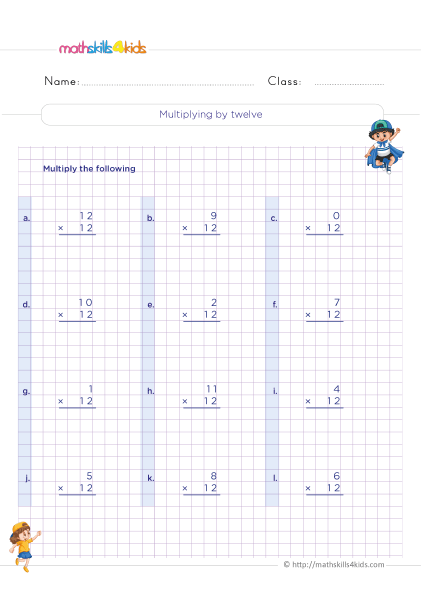 Multiplication Facts Practice 3rd grade - How do you multiply by twelve