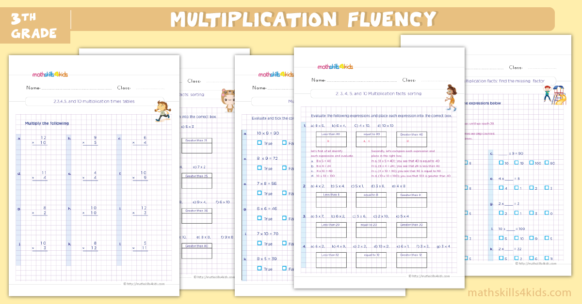 multiplication fluency worksheets for 3rd Grade