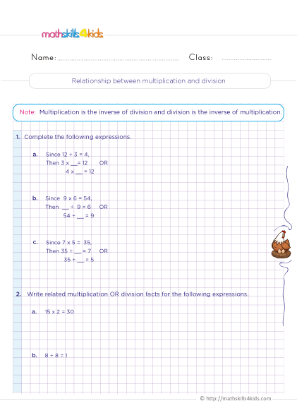 Distributive Properties Exercises - Relationship between multiplication and division
