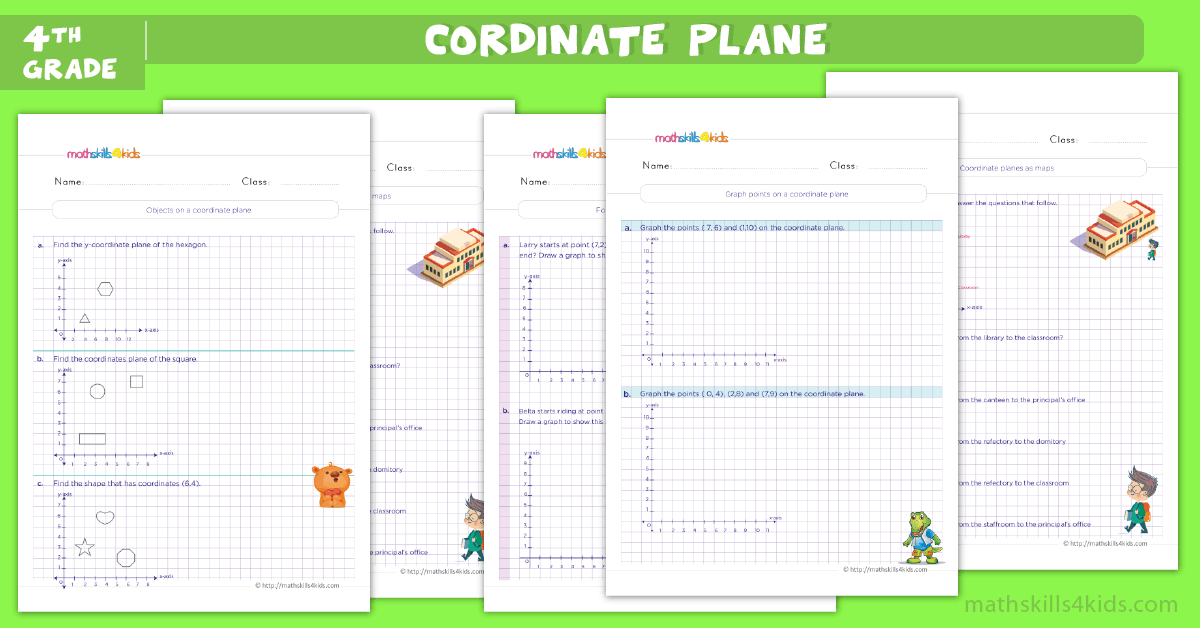 4th Grade Math worksheets - coordinate plane worksheets for grade 4