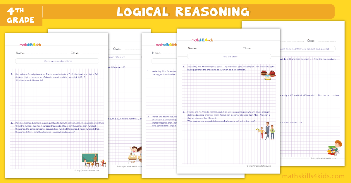 4th Grade Math worksheets - logical reasoning worksheets for grade 4