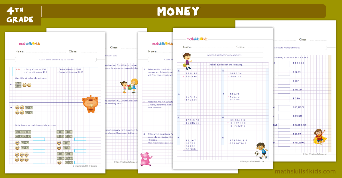 money math basics - understanding money grade 4