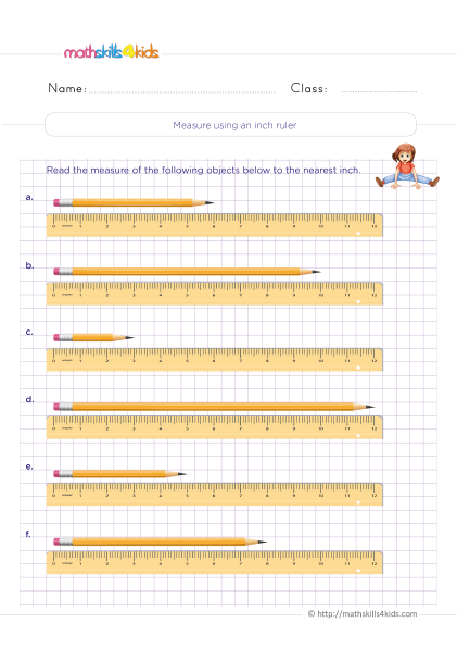 Measurement Worksheets Grade 4 with answers - How to use a  ruler to measure inches?