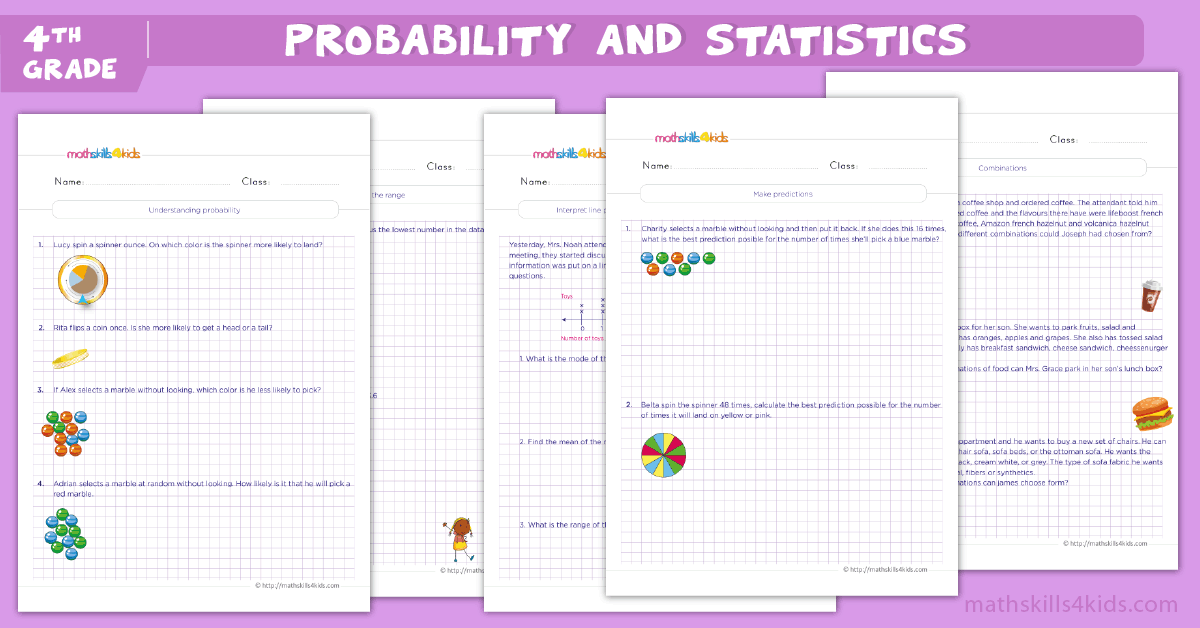 4th Grade Statistics and Probability Worksheets pdf