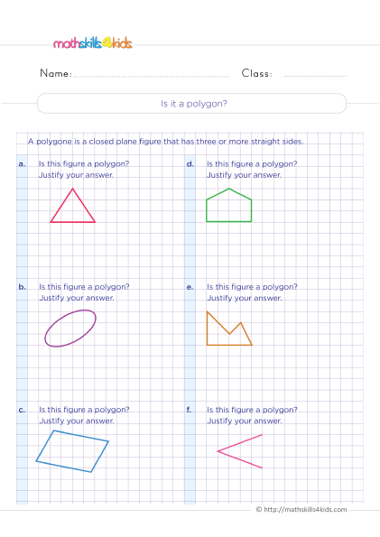 2D Shapes Worksheets for Grade 4 Pdf with answers - How do you identifying polygon
