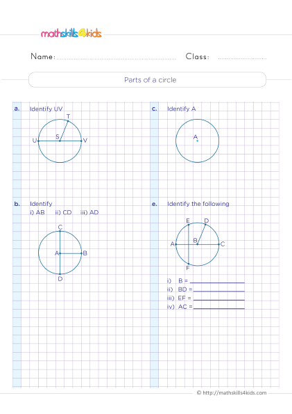 Grade 4 Math: Exploring 2D Shapes with Printable Worksheets - Parts of a circle