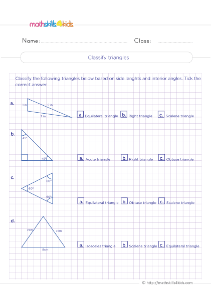 Triangles and Quadrilaterals Worksheets for Grade 4: Geometry Made Easy - How do you classify triangles