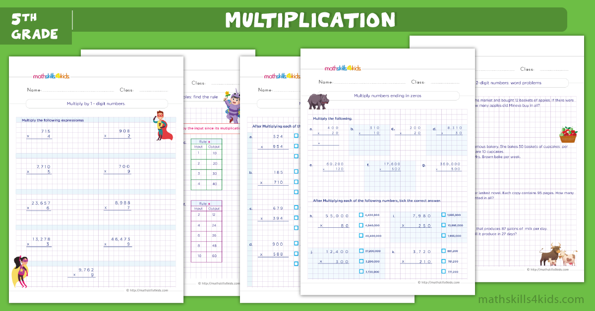 fifth grade math worksheets - Multiplication worksheets for grade 5