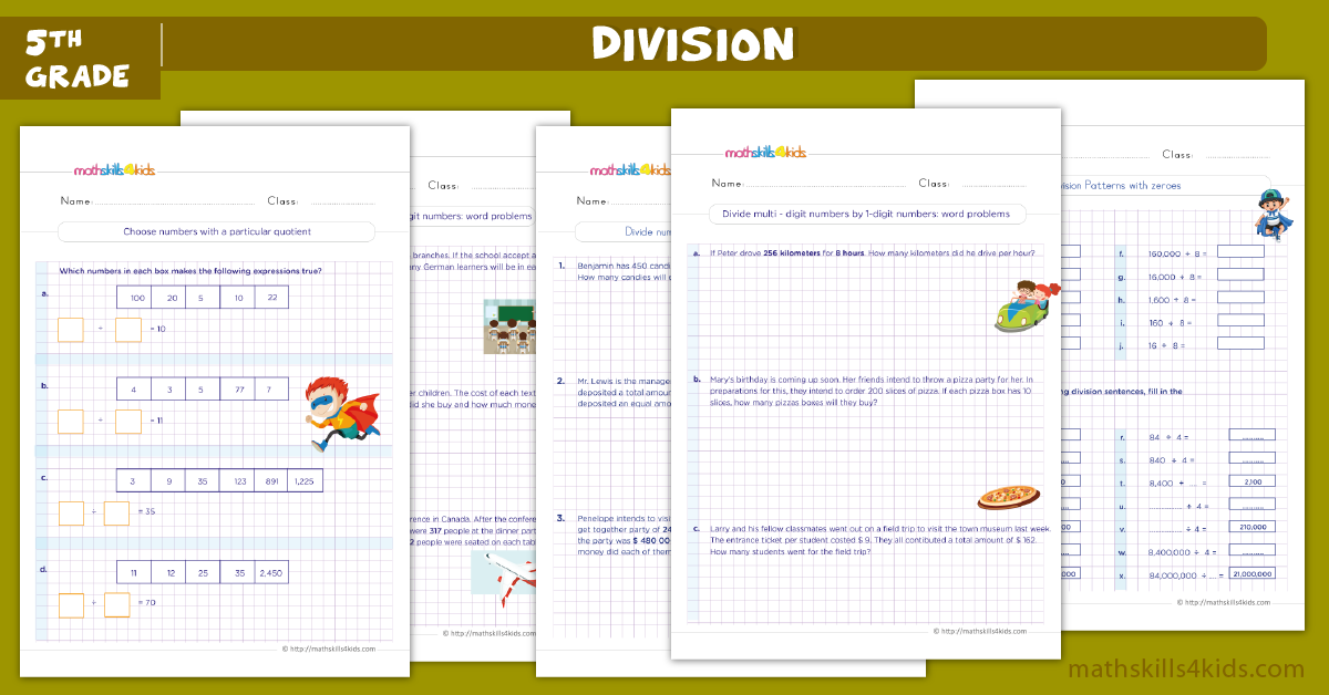 fifth grade math worksheets - division worksheets for grade 5