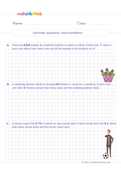 Grade 5 division worksheets: Free & printable - Estimating quotients word problems - How to estimate quotient?
