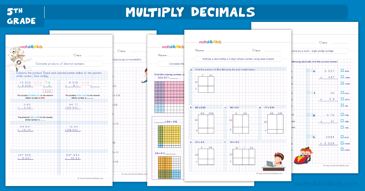 5th grade math worksheets - multiplication of decimals worksheets for grade 5