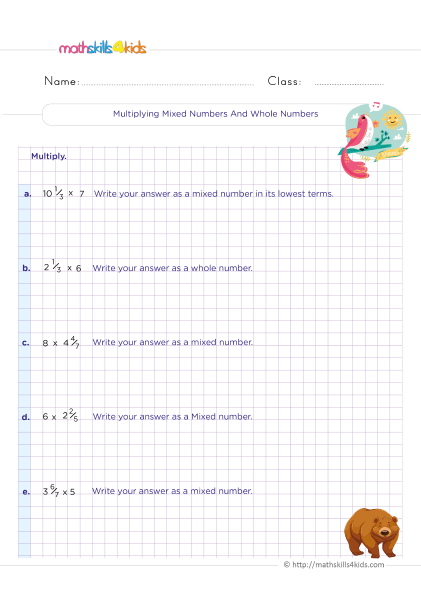 Multiplying Fractions Worksheets with Answers for 5th Grade PDF