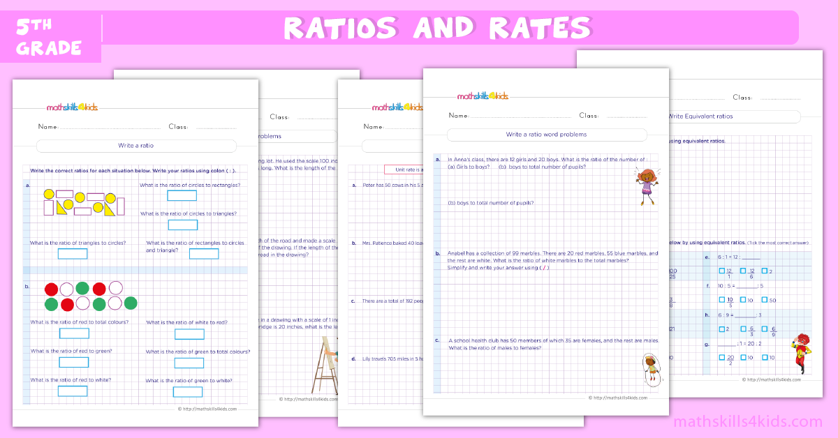 Ratio and Rates Worksheets pdf for Grade 5 - Equivalent ratios worksheets for grade 5 pdf