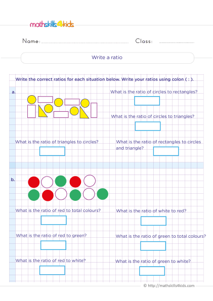 Grade 5 Math Worksheets: Ratio, Equivalent Ratios, and Rates - How do you find a ratio?