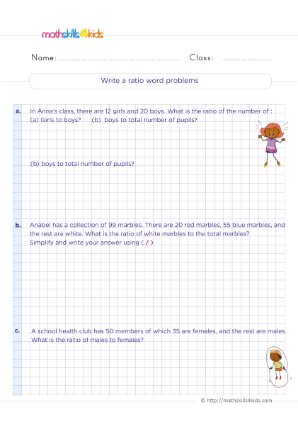 Ratio and Rates Worksheets pdf for Grade 5 | Equivalent ratios