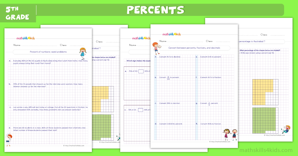 5th Grade Math Skills: Free Games and Worksheets - percentages worksheets for grade 5