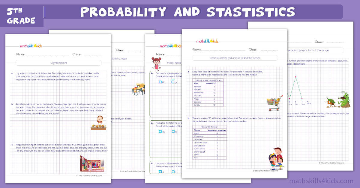 Fifth-grade probability and statistics worksheets: Free download