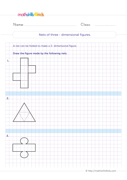 Mastering 3D shapes with Grade 5 solid figures worksheets - Nets of 3D figures