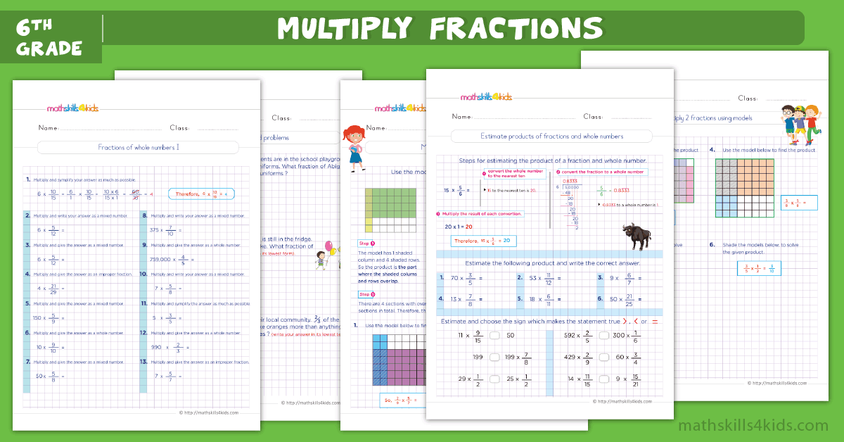 6th grade math worksheets - multiply fractions worksheets