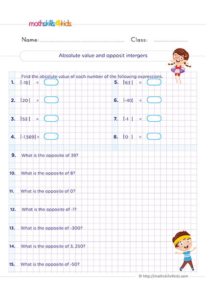 Integers Worksheets PDF with Answers | Positive and Negative Integer's Math  Activities