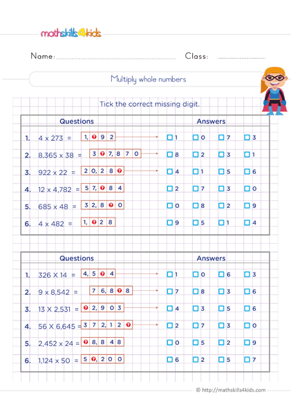 6th grade math multiplication worksheets pdf