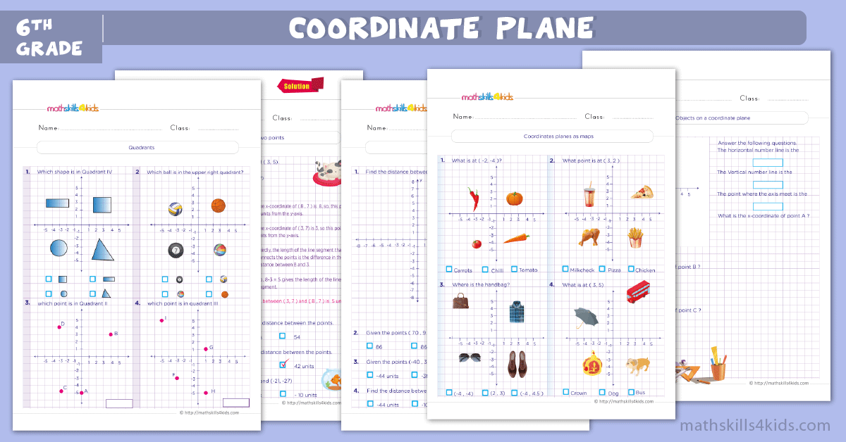 Ace 6th Grade math with interactive games and free worksheets - coordinate graph