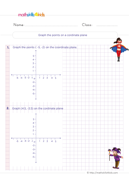 6th Grade coordinate plane worksheets: Download now - Graph points on a coordinate plane