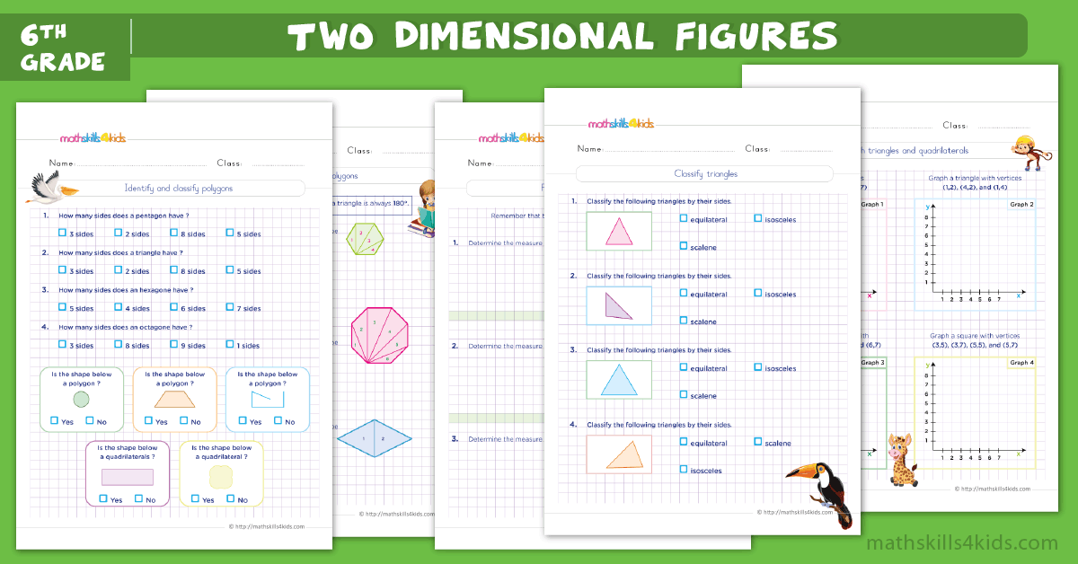 6th Grade 2D Geometry Worksheets PDF - Area and Perimeter Worksheets for Grade 6 with Answers