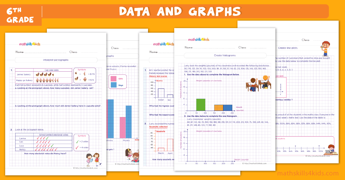 Data and Graphs Worksheets for Grade 6