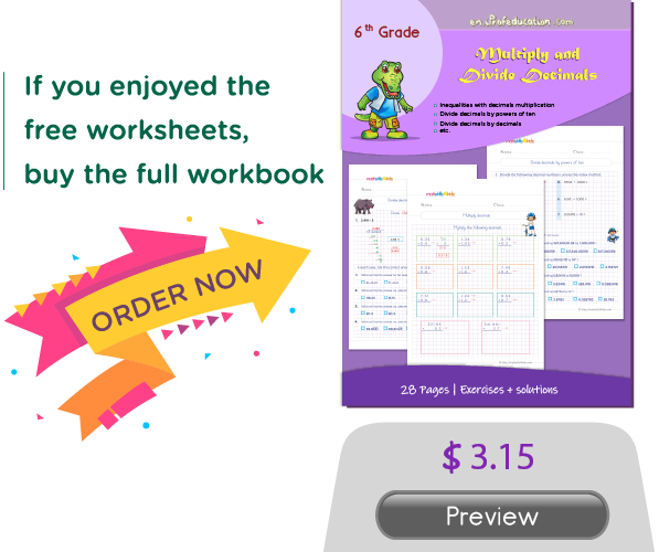 Multiplying And Dividing Decimals Worksheets 6th Grade PDF Math