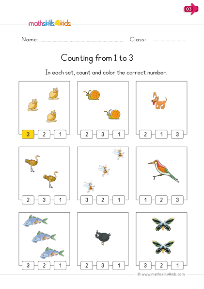 learn to count to 3 kindergarten worksheets counting to 3 printable for kinders