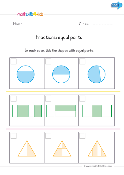 fractions for kids printables