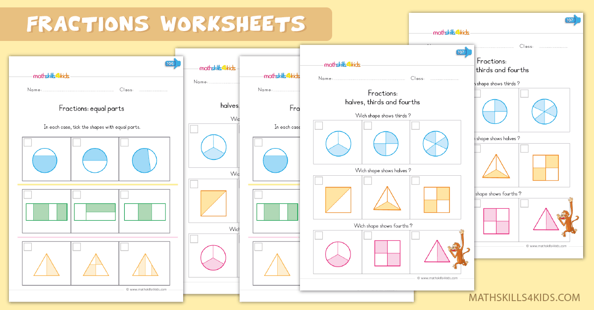 kindergarten math worksheets fractions