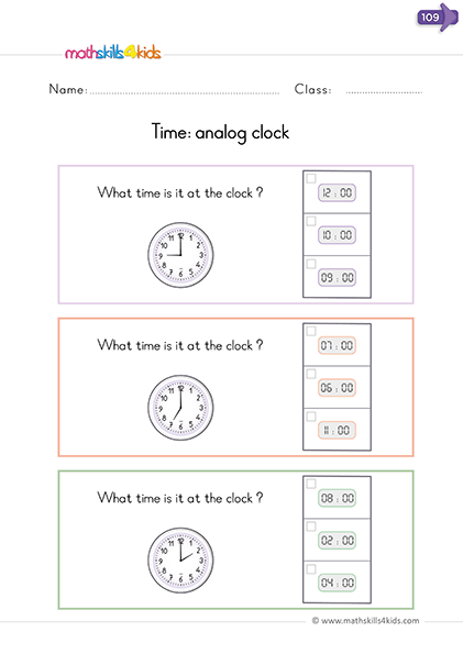 kindergarten time worksheets - What time is it?