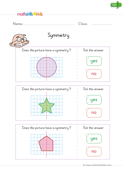 symmetry worksheets - identifying line of symmetry