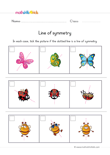 symmetry worksheets for kindergarten - Which one shows lines of symmetry?