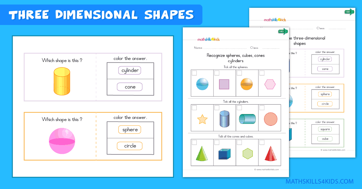 math worksheets for kindergarten 3d shapes