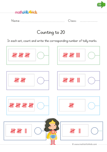 count tally marks up to 20 worksheets