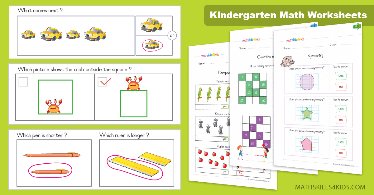 math worksheets for kinderers