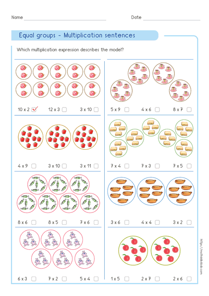 Identifying Multiplication Expression For Equal Groups Recognise 