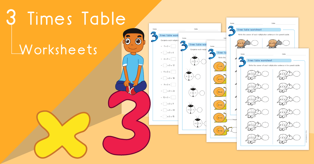 three times table fun worksheets