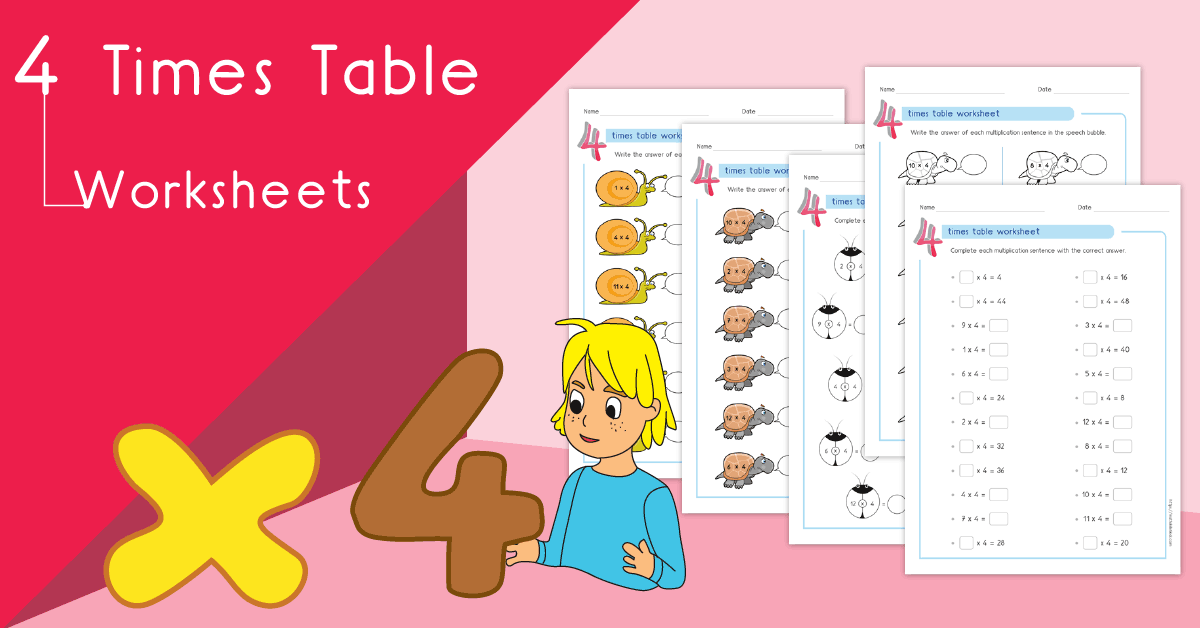 4 Times Table Worksheets PDF Multiplying By 4 Activities