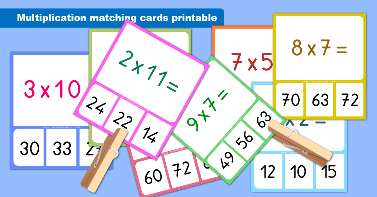  Multiplication matching Cards Printable Multiplication Memory Games