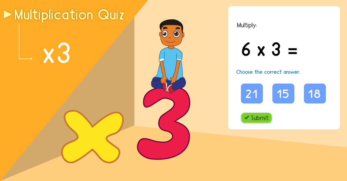 Multiply By 3 Practice - Multiplying By three Quiz - Free multiply by 3 math games online