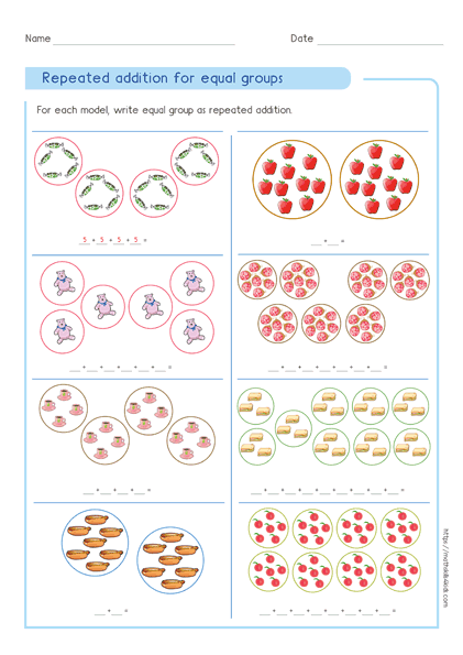 Write Repeated Addition And Multiplication For Equal Groups 