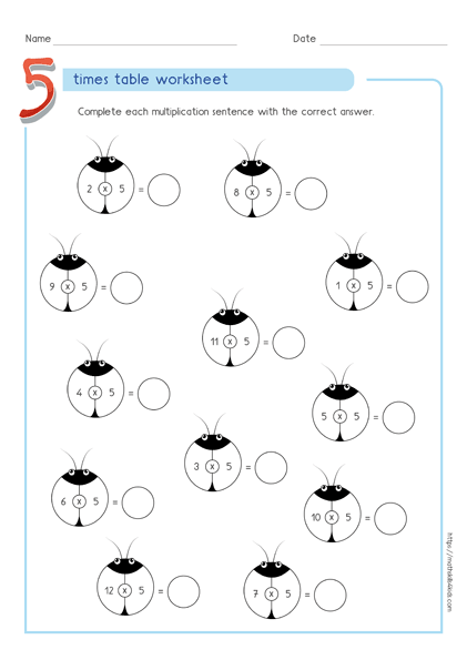 TABUADA - MATH TABLE - MULTIPLICATION - ( 5 X ) . Quiz